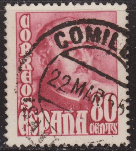 España 1948 Edifil 1023 Sello º General Francisco Franco Bahamonde (1892-1975) 80c Scott 702 Spain Stamps Timbre Espagne Briefmarke Spanien Francobolli Spagna 